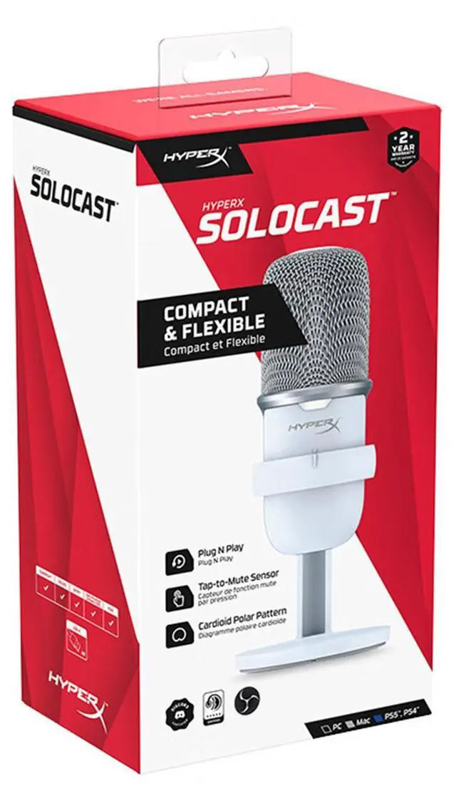 Alt view image 7 of 7 - HyperX SoloCast  USB Condenser Gaming Microphone, for PC, PS4, PS5 and Mac, Tap-to-Mute Sensor, Cardioid Polar Pattern, great for Streaming, Podcasts, Twitch, YouTube, Discord,Black