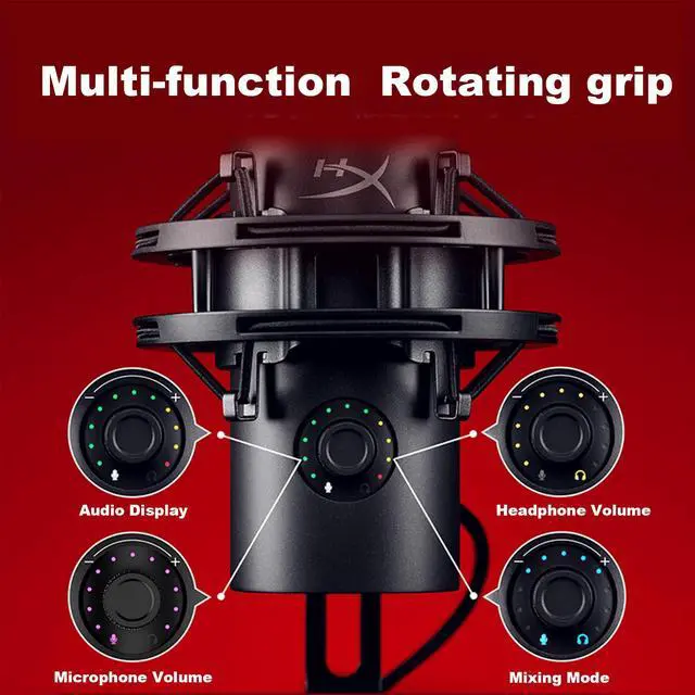 Alt view image 6 of 7 - HyperX QuadCast 2S RGB USB Condenser Microphone - 32-bit/192kHz Recording, Dynamic RGB Lighting, Touch-to-Mute Sensor, Multi-Function Knob, 4 Polar Patterns, for Gaming/Streaming/Content Creation