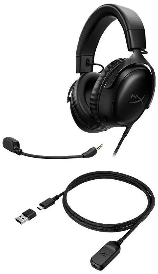 Alt view image 3 of 7 - HyperX Cloud III  Wired Gaming Headset, PC, PS5, Xbox Series X|S, Angled 53mm Drivers, DTS Spatial Audio, Memory Foam, Durable Frame, Ultra-Clear 10mm Mic, USB-C, USB-A, 3.5mm  Black