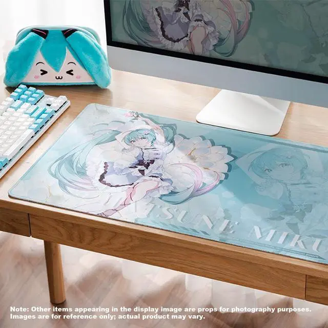 Alt view image 2 of 7 - MIKU Hatsune Miku 39 Theme Flower Whisper Extra-Large Desk Mat, 700mm x 400mm x 3mm, Natural Rubber, Non-Slip Bottom, Knitted Hemmed Edges, Durable, Fade-Resistant, Suitable for Gaming and Office Use