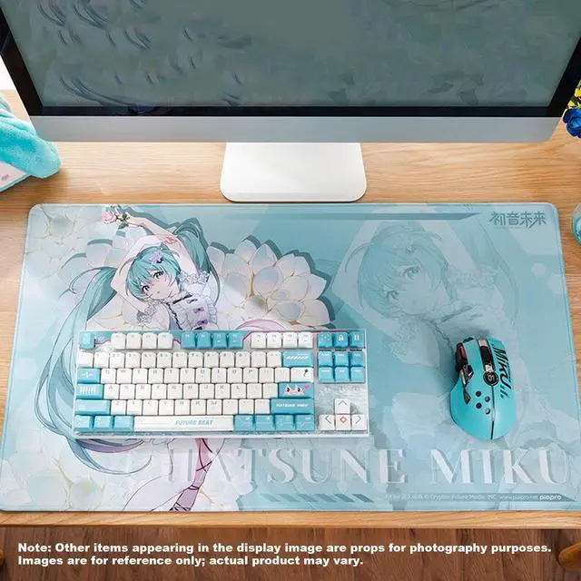 Alt view image 6 of 7 - MIKU Hatsune Miku 39 Theme Flower Whisper Extra-Large Desk Mat, 700mm x 400mm x 3mm, Natural Rubber, Non-Slip Bottom, Knitted Hemmed Edges, Durable, Fade-Resistant, Suitable for Gaming and Office Use