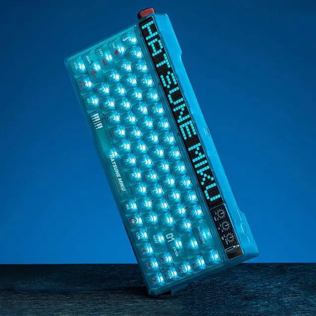 Alt view image 2 of 7 - Moeyu Hatsune MIKU Gaming Heart Series Mechanical Keyboard, 68 Keys, Wireless/Wired Dual Mode, RGB Backlighting, 20 Lighting Effects, Supports PC, iPad, IOS and Android Multi-Platforms