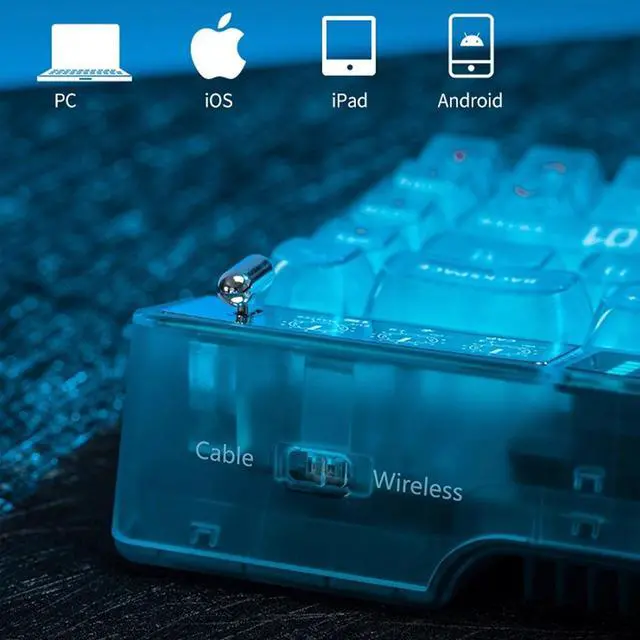 Alt view image 5 of 7 - Moeyu Hatsune MIKU Gaming Heart Series Mechanical Keyboard, 68 Keys, Wireless/Wired Dual Mode, RGB Backlighting, 20 Lighting Effects, Supports PC, iPad, IOS and Android Multi-Platforms
