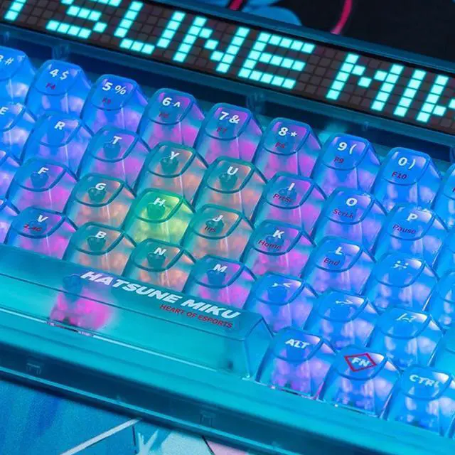 Alt view image 3 of 7 - Moeyu Hatsune MIKU Gaming Heart Series Mechanical Keyboard, 68 Keys, Wireless/Wired Dual Mode, RGB Backlighting, 20 Lighting Effects, Supports PC, iPad, IOS and Android Multi-Platforms