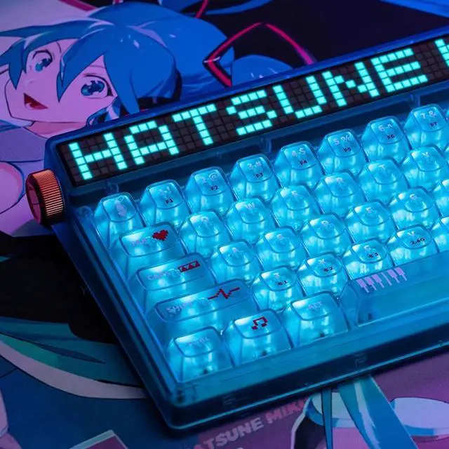 Alt view image 7 of 7 - Moeyu Hatsune MIKU Gaming Heart Series Mechanical Keyboard, 68 Keys, Wireless/Wired Dual Mode, RGB Backlighting, 20 Lighting Effects, Supports PC, iPad, IOS and Android Multi-Platforms