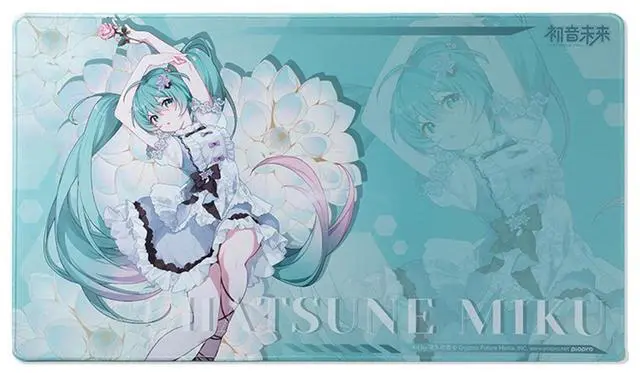 Main image of Moeyu Hatsune MIKU 39 Theme Flower Whisper Extra-Large Desk Mat, 700mm x 400mm x 3mm, Natural Rubber, Non-Slip Bottom, Knitted Hemmed Edges, Durable, Fade-Resistant, Suitable for Gaming and Office Use