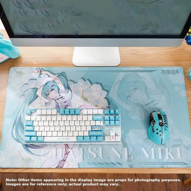Alt view image 5 of 7 - Moeyu Hatsune MIKU 39 Theme Flower Whisper Extra-Large Desk Mat, 700mm x 400mm x 3mm, Natural Rubber, Non-Slip Bottom, Knitted Hemmed Edges, Durable, Fade-Resistant, Suitable for Gaming and Office Use