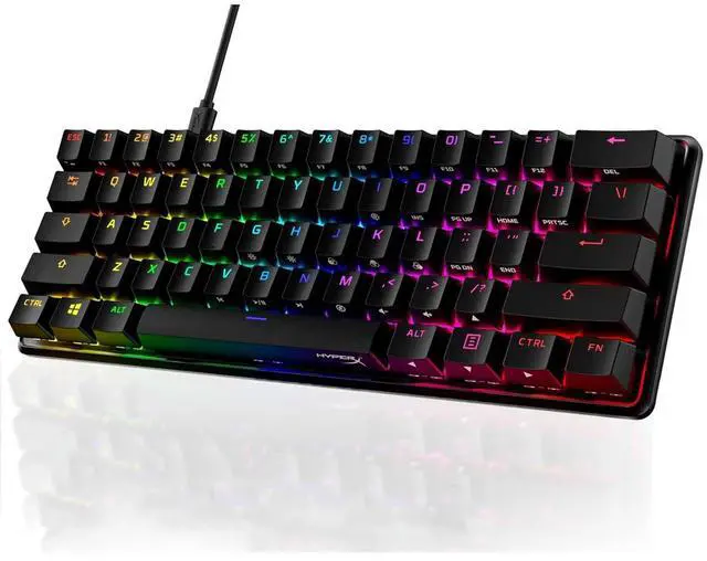 Main image of HyperX Alloy Origins 60 Mechanical Gaming Keyboard (60-Key, Fire Linear Switches) - 60% Compact RGB Backlit, PBT Keycaps, Aircraft-Grade Aluminum, Detachable USB-C, NGENUITY Software Compatible