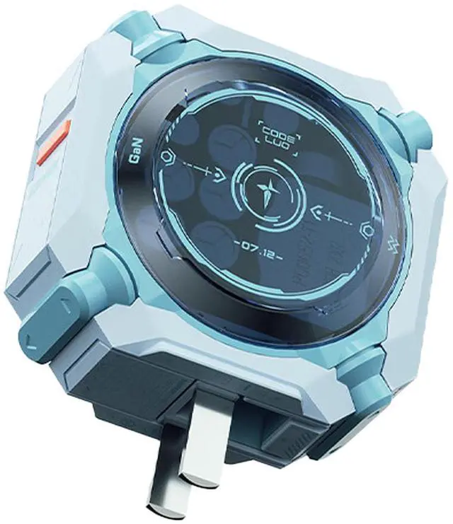 Alt view image 2 of 7 - SONGX Luo Tianyi 70W GaN Charger with 1m Type-C Cable, 3-Port Fast Charging (1xUSB, 2xType-C Ports), Compatible with iOS/Android/Windows/Handheld Consoles, Star Ring Lighting Surround, Mecha Charger