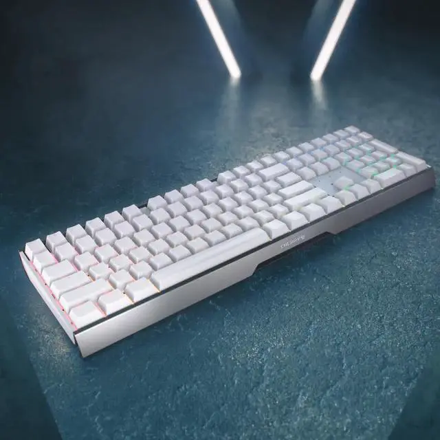 Alt view image 6 of 6 - CHERRY MX3.0S Wireless Tri Mode RGB White - Green Switch 108 Keys Mechanical Keyboard, 2.4Ghz Wireless/Bluetooth/Wired, Anodized Aluminum Lump, Suitable for Gaming, Office