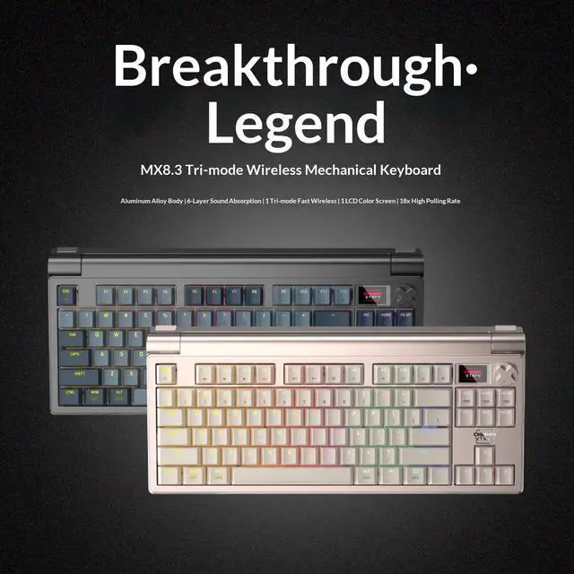 Alt view image 6 of 6 - CHERRY MX8.3 Wireless Tri-Mode Gaming Keyboard Alloy chassis, 16.8 million RGB, 6-layer noise reduction, 8K polling rate, Full hot-swappable keys, Supports MAC/WIN, Time Gold Red Switch