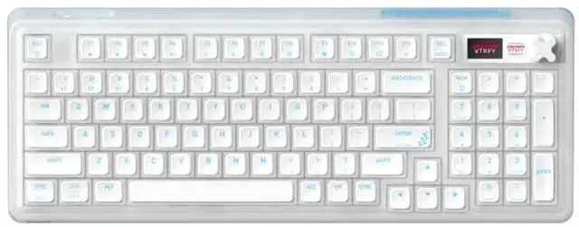 Alt view image 3 of 7 - CHERRY XTRFY PIXIU98 Wireless Tri-Mode Mechanical Keyboard, Frosted Transparent PBT Keycaps, 8 kHz Polling Rate, 0.3 ms Low Latency, 5-Layer Silencing & Shock Absorption, Ice Blue, White Tea Switch