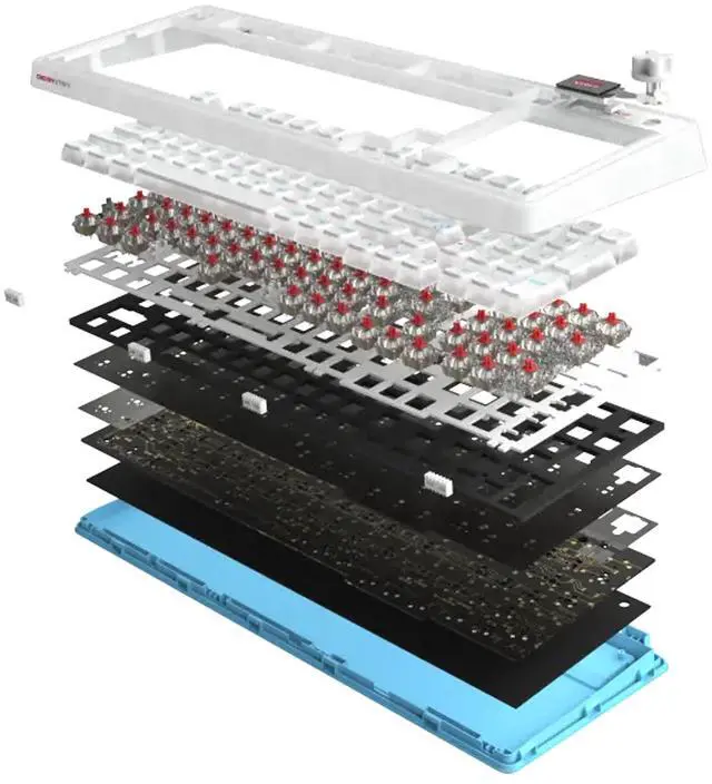 Alt view image 4 of 7 - CHERRY XTRFY PIXIU98 Wireless Tri-Mode Mechanical Keyboard, Frosted Transparent PBT Keycaps, 8 kHz Polling Rate, 0.3 ms Low Latency, 5-Layer Silencing & Shock Absorption, Ice Blue, White Tea Switch