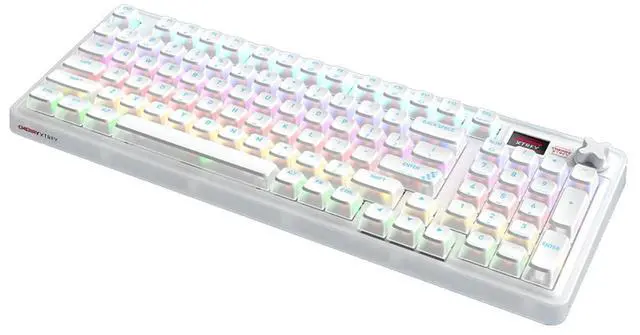 Alt view image 2 of 7 - CHERRY XTRFY PIXIU98 Wireless Tri-Mode Mechanical Keyboard, Frosted Transparent PBT Keycaps, 8 kHz Polling Rate, 0.3 ms Low Latency, 5-Layer Silencing & Shock Absorption, Ice Blue, White Tea Switch