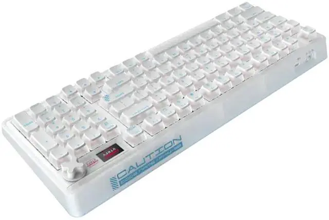 Alt view image 7 of 7 - CHERRY XTRFY PIXIU98 Wireless Tri-Mode Mechanical Keyboard, Frosted Transparent PBT Keycaps, 8 kHz Polling Rate, 0.3 ms Low Latency, 5-Layer Silencing & Shock Absorption, Ice Blue, White Tea Switch