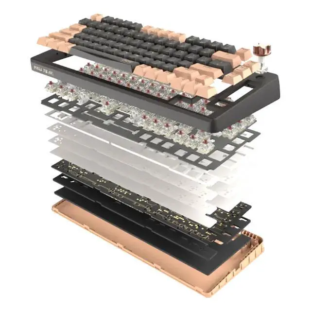 Alt view image 6 of 7 - CHERRY PIXIU75 Tri-Mode Wireless Mechanical Keyboard, 1ms low latency, gasket-switch design, ideal for Gaming and Office, Support WIN/MAC, RGB, Black Red Switch