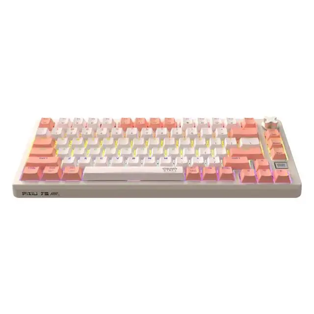 Alt view image 3 of 7 - CHERRY PIXIU75 Tri-Mode Wireless Mechanical Keyboard, 1ms low latency, gasket-switch design, ideal for Gaming and Office, Support WIN/MAC, RGB, White Tea Switch
