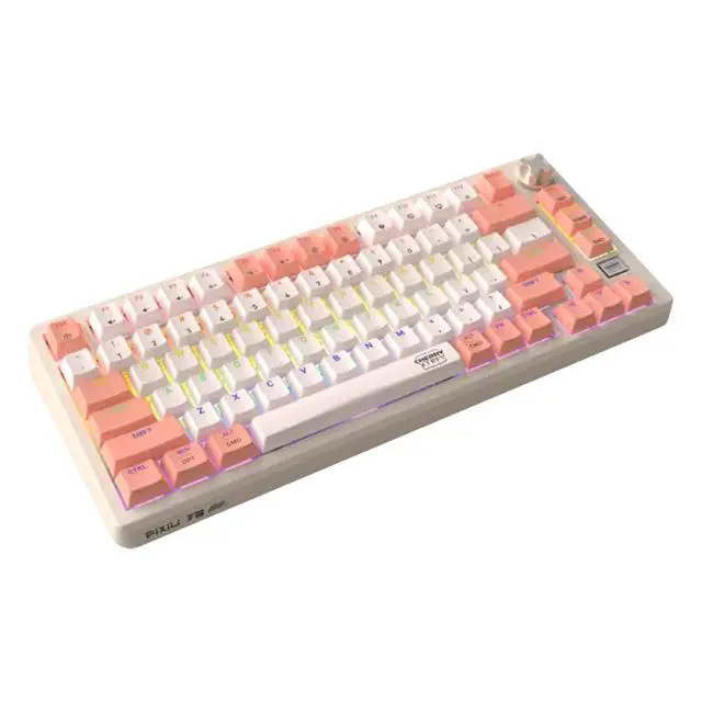 Alt view image 2 of 7 - CHERRY PIXIU75 Tri-Mode Wireless Mechanical Keyboard, 1ms low latency, gasket-switch design, ideal for Gaming and Office, Support WIN/MAC, RGB, White Tea Switch