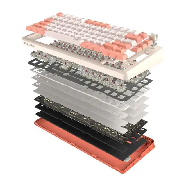 Alt view image 5 of 7 - CHERRY PIXIU75 Tri-Mode Wireless Mechanical Keyboard, 1ms low latency, gasket-switch design, ideal for Gaming and Office, Support WIN/MAC, RGB, White Tea Switch