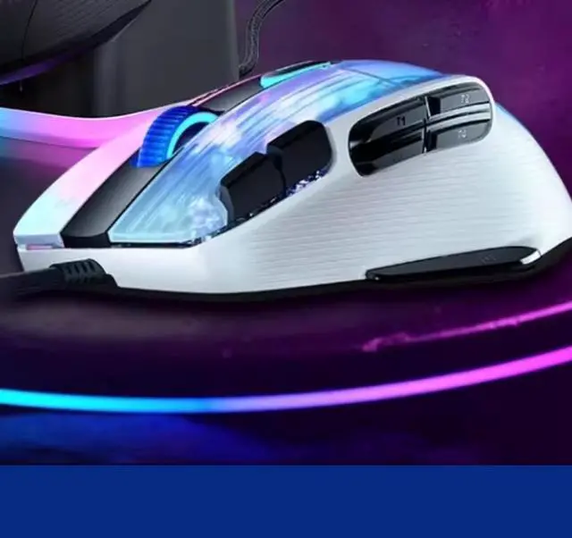 Alt view image 4 of 7 - ROCCAT KONE XP AIR Wired Gaming Mouse, 19000 DPI resolution, 3D RGB lighting, 15 programmable buttons, 100 million click lifespan, 1.8m extra-long cable, compatible with Windows systems, White