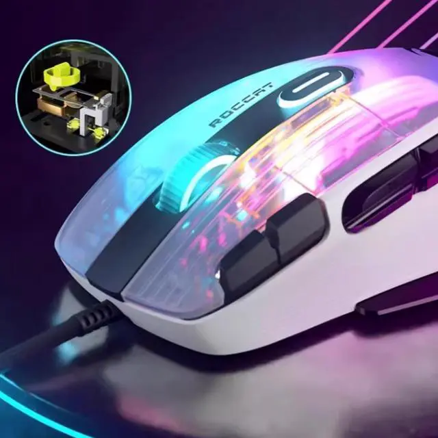 Alt view image 3 of 7 - ROCCAT KONE XP AIR Wired Gaming Mouse, 19000 DPI resolution, 3D RGB lighting, 15 programmable buttons, 100 million click lifespan, 1.8m extra-long cable, compatible with Windows systems, White