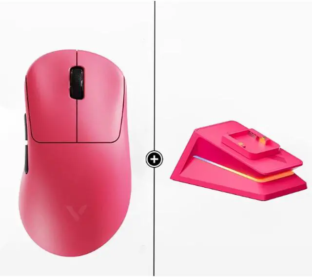Main image of RAPOO VT3s+P5 Plus Iridescent Charging Dock: Dual-Mode Wireless Gaming Mouse, 26,000 DPI, Dual 8K Polling Rate, 750-Hour Ultra-Long Battery Life, 53g Lightweight, Raspberry Pink
