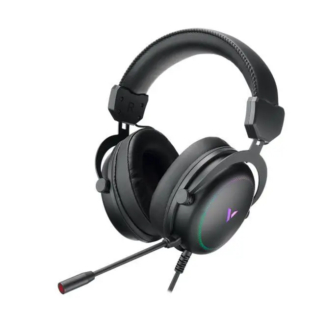 Alt view image 2 of 7 - RAPOO VH300S Wired Gaming Headset, Virtual 7.1 Surround Sound, 40mm Drivers, RGB Backlighting, 360° Adjustable Microphone, Customizable Driver Settings to Suit Personal Preferences, Black