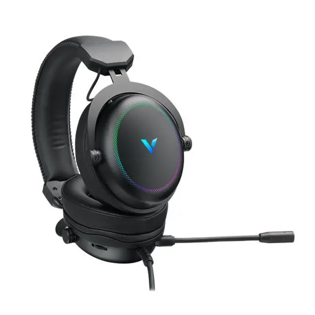 Alt view image 4 of 7 - RAPOO VH300S Wired Gaming Headset, Virtual 7.1 Surround Sound, 40mm Drivers, RGB Backlighting, 360° Adjustable Microphone, Customizable Driver Settings to Suit Personal Preferences, Black