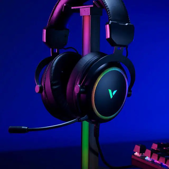 Alt view image 6 of 7 - RAPOO VH300S Wired Gaming Headset, Virtual 7.1 Surround Sound, 40mm Drivers, RGB Backlighting, 360° Adjustable Microphone, Customizable Driver Settings to Suit Personal Preferences, Black