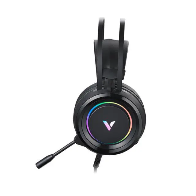 Alt view image 4 of 7 - RAPOO VH500 Wired Gaming Headset, Virtual 7.1 Surround Sound, 50mm Drivers, RGB Color-Cycling Lighting, ENC Noise-Canceling Microphone, Smart Floating Headband, Black