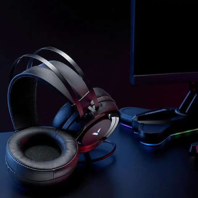 Alt view image 7 of 7 - RAPOO VH500 Wired Gaming Headset, Virtual 7.1 Surround Sound, 50mm Drivers, RGB Color-Cycling Lighting, ENC Noise-Canceling Microphone, Smart Floating Headband, Black