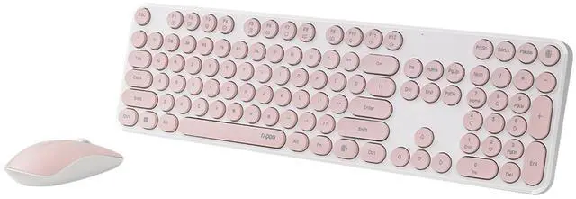 Alt view image 4 of 6 - RAPOO X260S Wireless Keyboard and Mouse Set, 105-key keyboard with 13 multimedia shortcut keys, 1000 DPI ergonomic mouse, 12-month battery life, Compatible with Windows, Pink