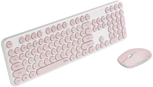 Alt view image 3 of 6 - RAPOO X260S Wireless Keyboard and Mouse Set, 105-key keyboard with 13 multimedia shortcut keys, 1000 DPI ergonomic mouse, 12-month battery life, Compatible with Windows, Pink