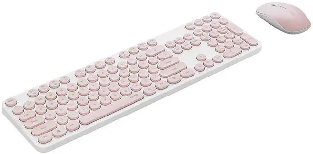 Alt view image 2 of 6 - RAPOO X260S Wireless Keyboard and Mouse Set, 105-key keyboard with 13 multimedia shortcut keys, 1000 DPI ergonomic mouse, 12-month battery life, Compatible with Windows, Pink
