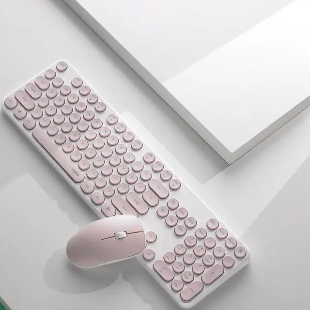 Alt view image 6 of 6 - RAPOO X260S Wireless Keyboard and Mouse Set, 105-key keyboard with 13 multimedia shortcut keys, 1000 DPI ergonomic mouse, 12-month battery life, Compatible with Windows, Pink