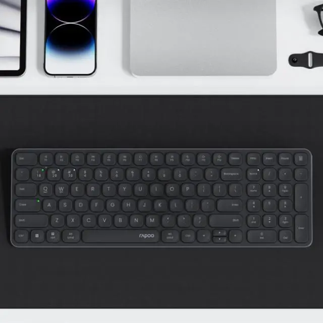 Alt view image 6 of 7 - RAPOO E9300G Wireless Tri-Mode Keyboard, 99 keys, 5 million keystroke lifespan, 12-month battery life, Ideal for office use, Compatible with Windows and Mac systems, Dark Gray