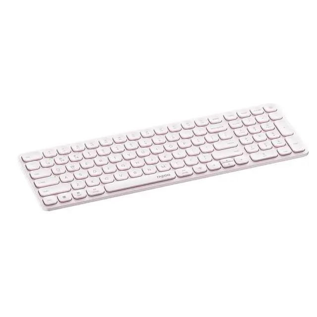 Alt view image 2 of 6 - RAPOO E9350L AI Wireless Tri-Mode Keyboard, 99 keys, Seamless switching between 4 devices, 260-hour battery life, Dedicated AI keys, Ideal for office use, Compatible with Windows systems,Frosted Pink