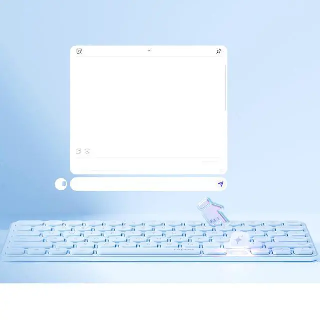 Alt view image 7 of 7 - RAPOO E9050L AI Wireless Tri-Mode Keyboard, 78 keys, Seamless switching between 4 devices, 240-hour battery life, Dedicated AI keys, Ideal for office use, Support Windows and Mac systems ,Aqua Blue