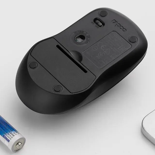 Alt view image 7 of 7 - RAPOO 1680 Wireless Mouse: 1000 DPI sensitivity, 12-month battery life, 58g lightweight design, quiet operation, ambidextrous, Black