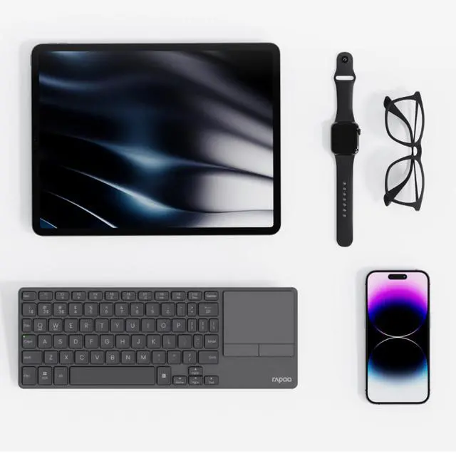 Alt view image 7 of 7 - RAPOO E900T Wireless Tri-Mode Keyboard, 73-key compact layout, Large touchpad with left and right buttons, 13-month battery life. Ideal for office use,Support Windows and Mac systems,Dark Gray