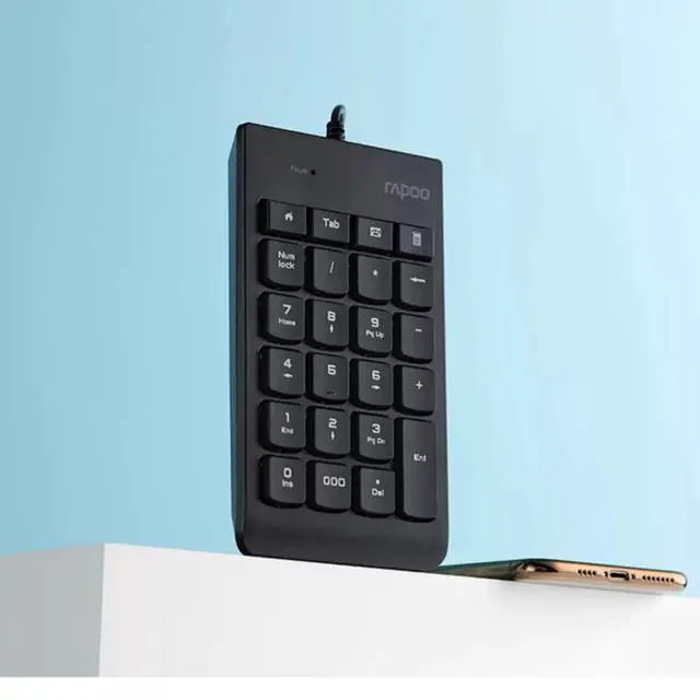 Alt view image 2 of 7 - RAPOO K10 Wired Digital Keypad, 23 Keys, Compact and Portable for Easy Storage, Plug-and-Play, Ideal for Laptops, Accounting, Finance, and More, Compatible with Windows, Black