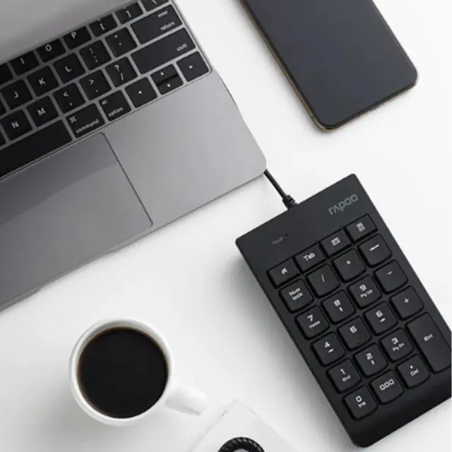 Alt view image 3 of 7 - RAPOO K10 Wired Digital Keypad, 23 Keys, Compact and Portable for Easy Storage, Plug-and-Play, Ideal for Laptops, Accounting, Finance, and More, Compatible with Windows, Black