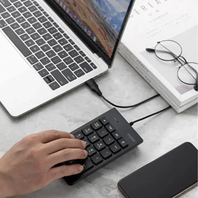 Alt view image 5 of 7 - RAPOO K10 Wired Digital Keypad, 23 Keys, Compact and Portable for Easy Storage, Plug-and-Play, Ideal for Laptops, Accounting, Finance, and More, Compatible with Windows, Black