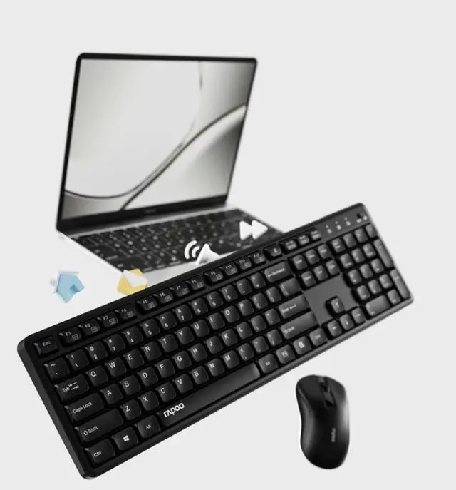 Alt view image 7 of 7 - RAPOO X2800S Wireless Keyboard and Mouse Set, 104-key keyboard with 13 multimedia shortcut keys, 1200 DPI mouse, 12-month battery life, Compatible with Windows, Black