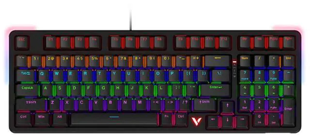 Main image of RAPOO V500PRO Wired Keyboard, 98-key ,RGB lighting, Full anti-ghosting design, Ideal for gaming and office use, Compatible with Windows, Red Switch, Basalt Black