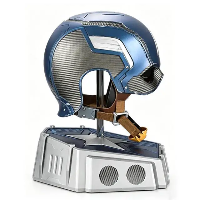 Alt view image 3 of 7 - DUCI Killerbody Captain America Helmet Set, 700g, 1:1 replica of Captain America's helmet from The Avengers, Featuring the Captain's signature logo, A Bluetooth speaker base with powerful sound, Blue