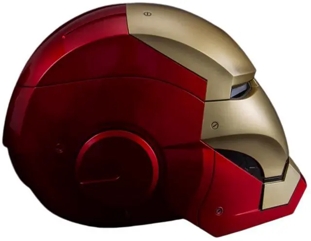 Alt view image 5 of 7 - DUCI Killerbody Iron Man MK7 Helmet Set, JARVIS voice control, Magnetic attachment and removable design for wearable helmet, Rechargeable multicolored light-up base, Red+Gold