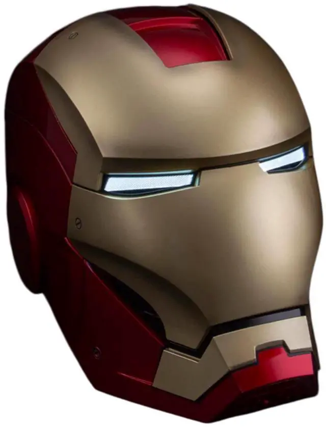 Alt view image 3 of 7 - DUCI Killerbody Iron Man MK7 Helmet Set, JARVIS voice control, Magnetic attachment and removable design for wearable helmet, Rechargeable multicolored light-up base, Red+Gold