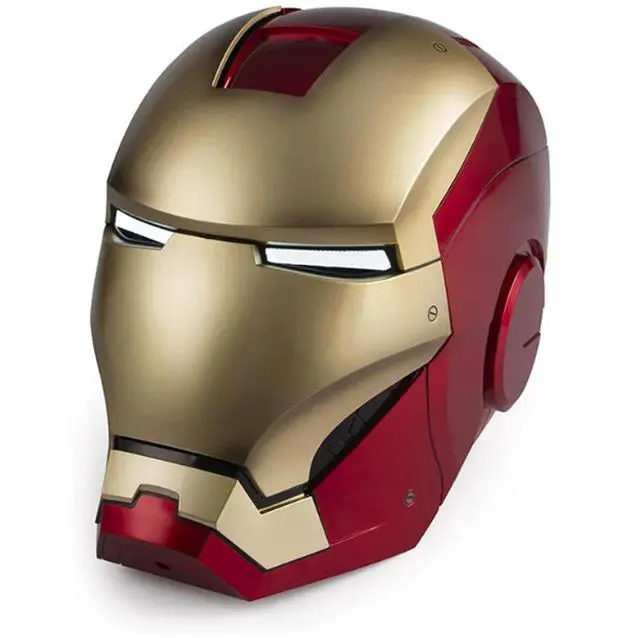 Alt view image 4 of 7 - DUCI Killerbody Iron Man MK7 Helmet Set, JARVIS voice control, Magnetic attachment and removable design for wearable helmet, Rechargeable multicolored light-up base, Red+Gold