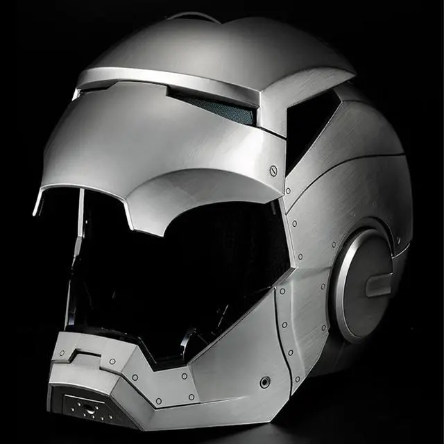 Alt view image 6 of 6 - DUCI Killerbody MK2 Iron Man Helmet, Dimensions, 27 x 28 x 39 cm, Multi-layer electroplated brushed metal finish, Mechanical opening and closing sound effects, Cool eye lights, Silver